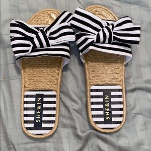 stripe sandal slides